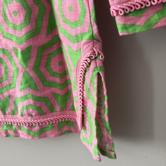 Sail to Sable 100% Linen V Neck Trim Embroidered Tunic Long Sleeve Pink Size XS - Picture 9 of 11